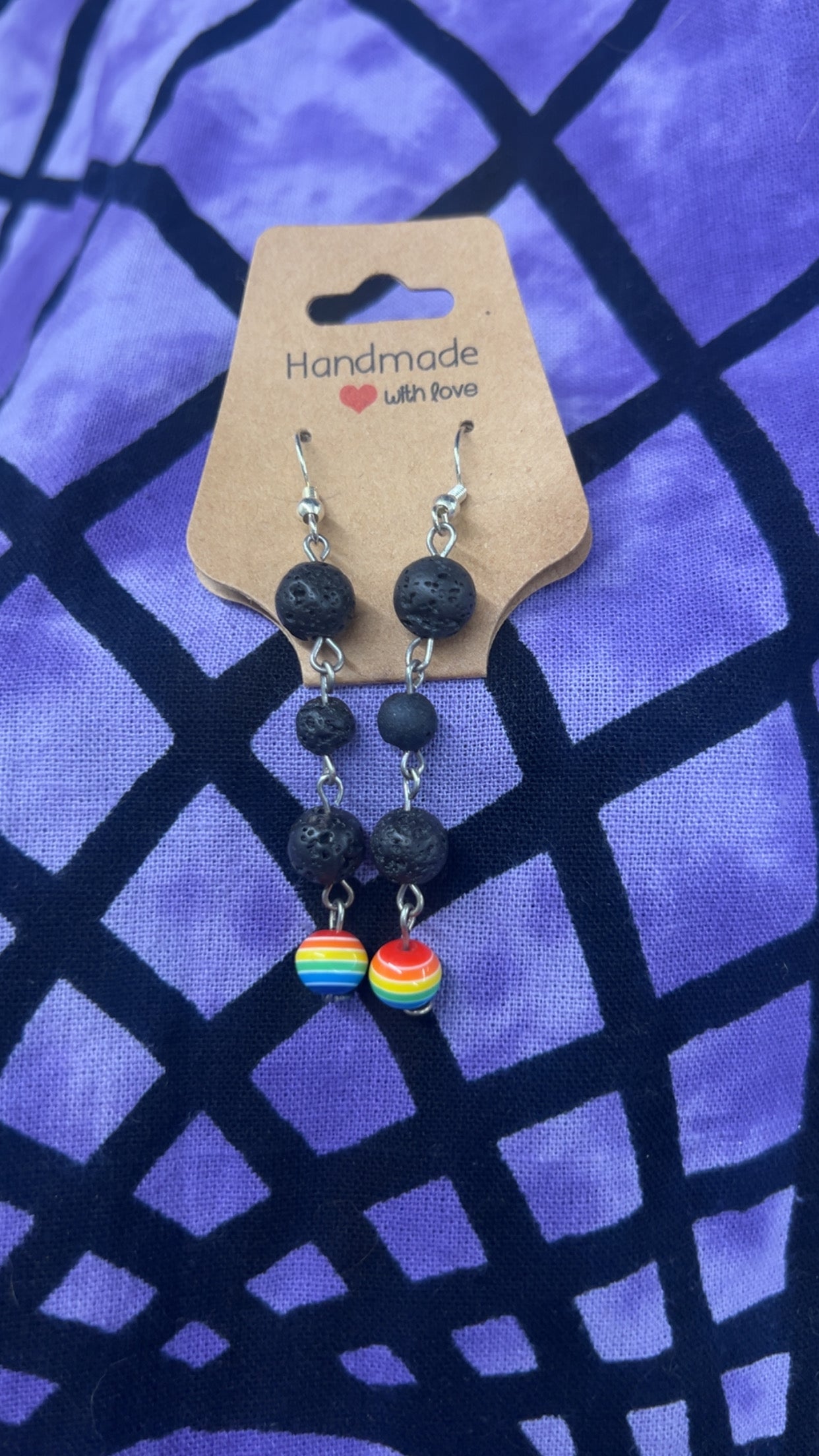 Rainbow Lava stone earrings