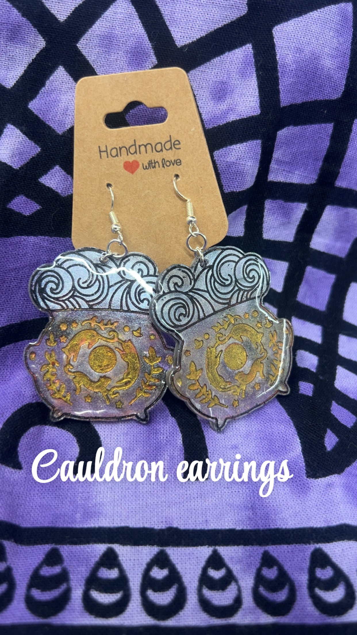 Cauldron resin earrings